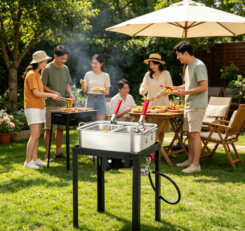 Commercial Grade 58000 BTU Outdoor Fish Fryer 18 Qt Propane Deep Fryer with 2 Baskets Lid Perfect for Camping Backyard Party
