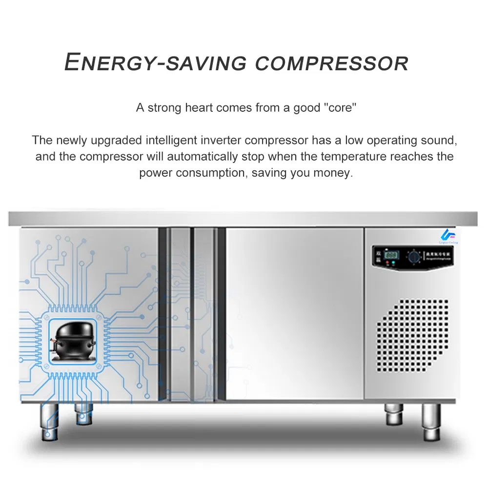 Food Prep Workbench Stainless Steel Kitchen Under Counter Refrigerating Worktable