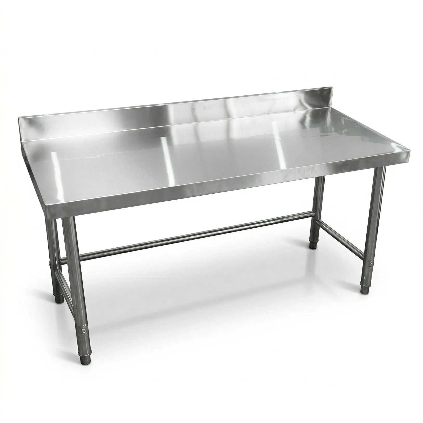 Single Layer Stainless Steel Worktable for Food Prep Kitchen with High Backsplash
