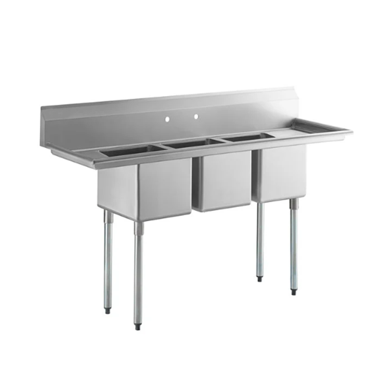 Stainless Steel Three Compartment Commercial Sink Triple Sink for Commercial Kitchen
