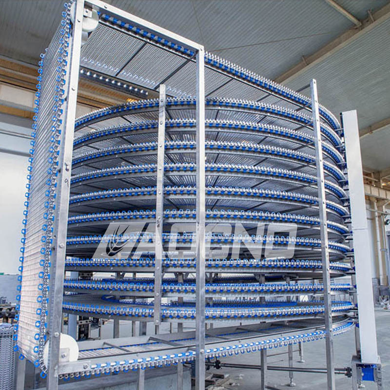 Customized Hamburger Bun Cake Cupcake Dough Cooler Freezer Processing Bakery Spiral Cooling Equipment Factory