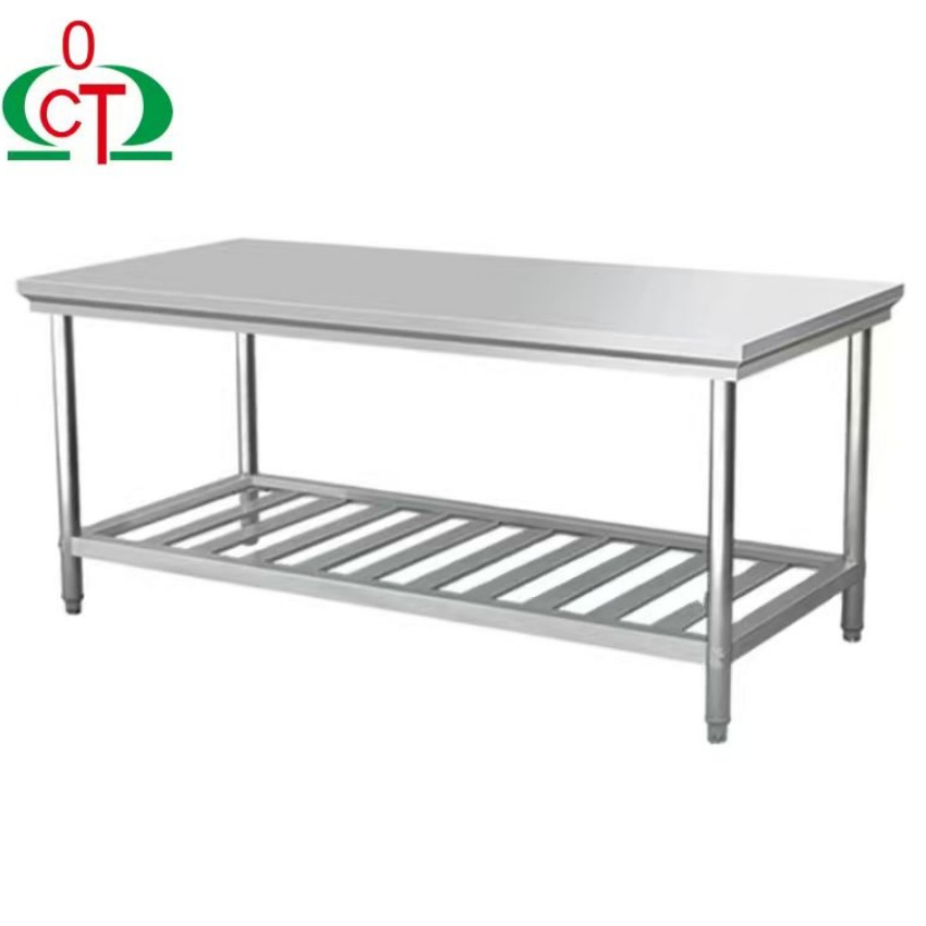 Heavy Duty Stainless Steel Kitchen Worktable Solid Frame Stainless Steel Prep Bench Easy Maintenance Commercial Catering