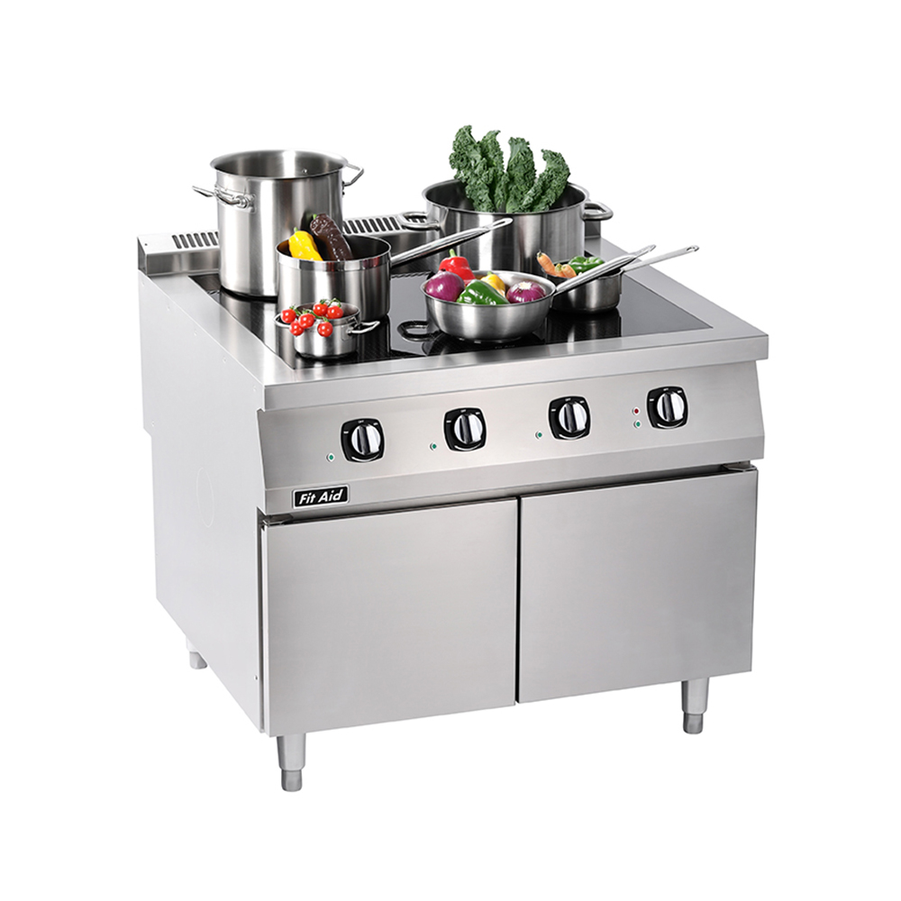 Commercial Kitchen Equipment 304 Stainless Steel Frame 6mm Thick Glass-Ceramic Panel 28Kw Free-Zone Electric Induction Cooker
