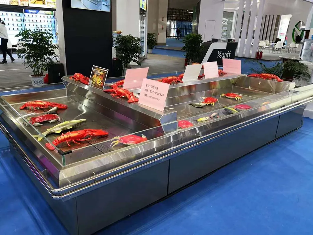 Supermarket Fresh Meat Service Counter Freezer Fish Display Chiller Meat Showcase