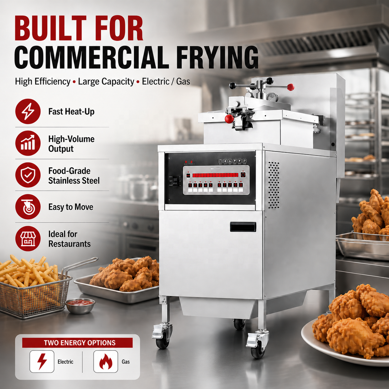 KFC Commercial Pressure Fryer Chicken Machine Electric Broasted Fried Chicken Fryer With Oil Filter Fast Food Catering Equipment