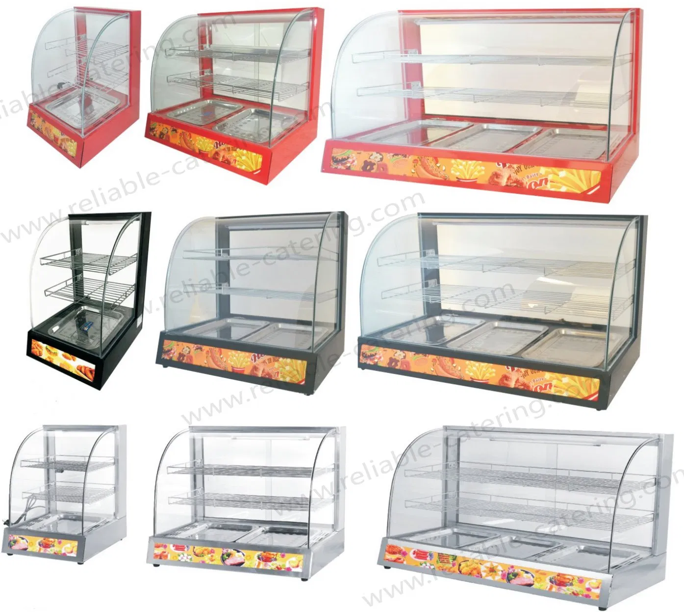 Stainless Steel Glass Door Display Showcase Cabinet Food Warmer to Heating Storage Unit