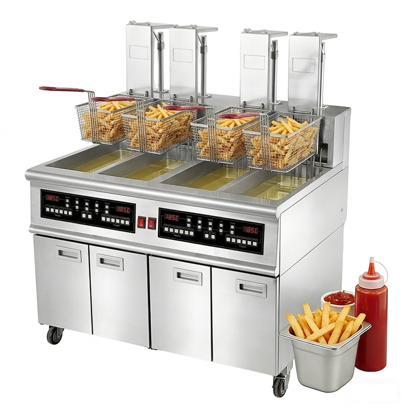 Multi-Tank Automatic Lifting Electric Deep Fryer Freidora Para Pollos Industrial Oil Filtration System for French Fries Chicken