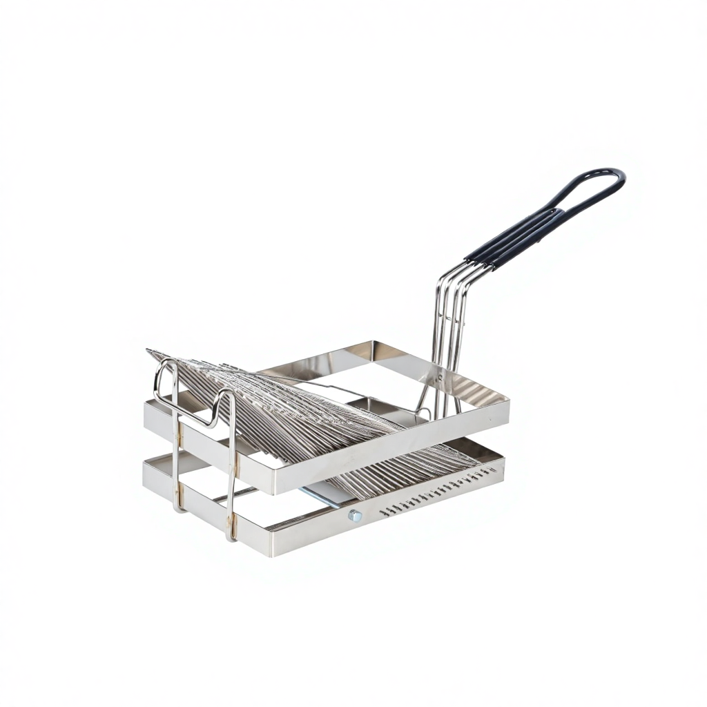 Commercial Metal Deep Fryer and Corn Tortilla Fryer Iron Nickel Plated with Detachable or Non-Detachable Handle Option