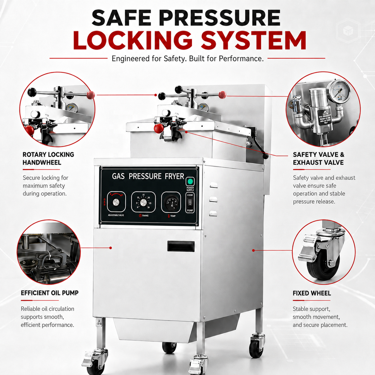 KFC Commercial Pressure Fryer Chicken Machine Electric Broasted Fried Chicken Fryer With Oil Filter Fast Food Catering Equipment