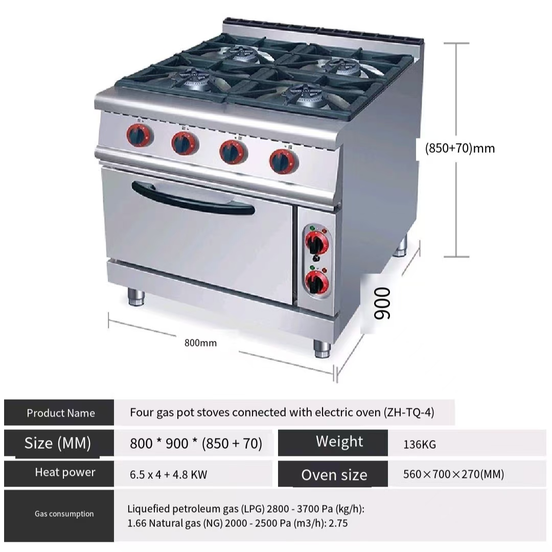 Commercial Stainless Steel Restaurant Kitchen Stove Gas Range Oven New Condition Industrial Stove