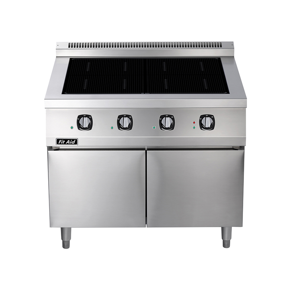 Commercial Kitchen Equipment 304 Stainless Steel Frame 6mm Thick Glass-Ceramic Panel 28Kw Free-Zone Electric Induction Cooker