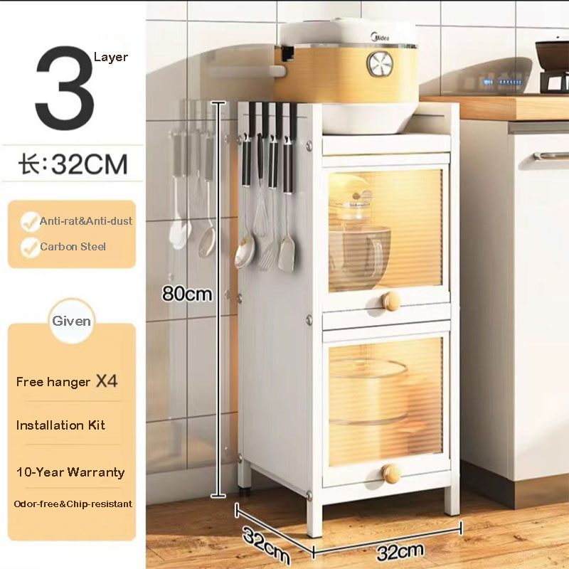 Carbon Light Storage Cabinet, Kitchen Organizer for Plates, Bowls, Pots