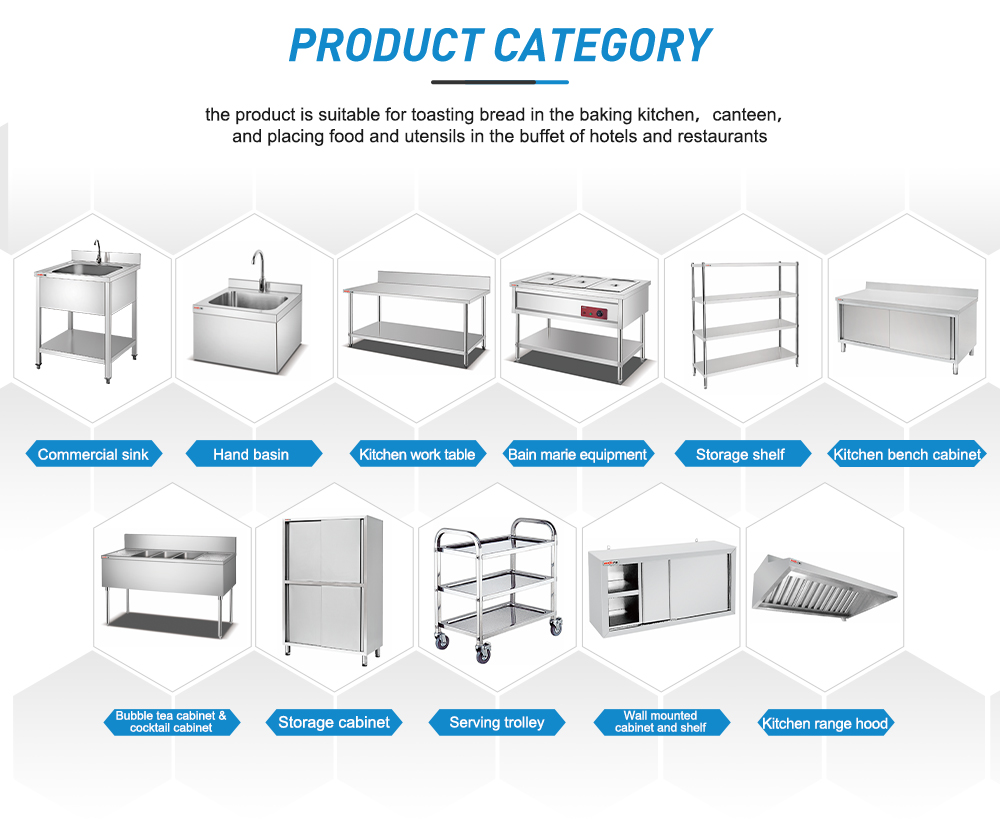 NSF American Style 304 201 Stainless Steel Restaurant 3 Compartment Commercial Sink with Drainboard Commercial Food Prep Table