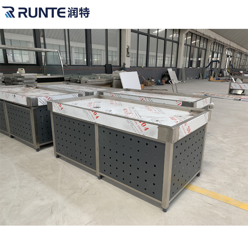 Supermarket Fresh Meat Service Counter Freezer Fish Display Chiller Meat Showcase
