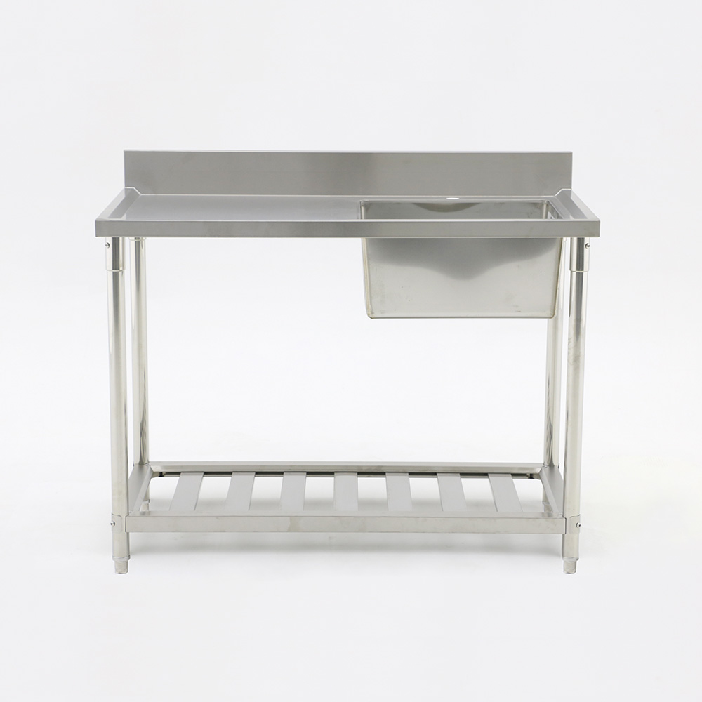 Kitchen Single and Double Tank Disinfection Tank with Platform Three Compartment Sink with Table
