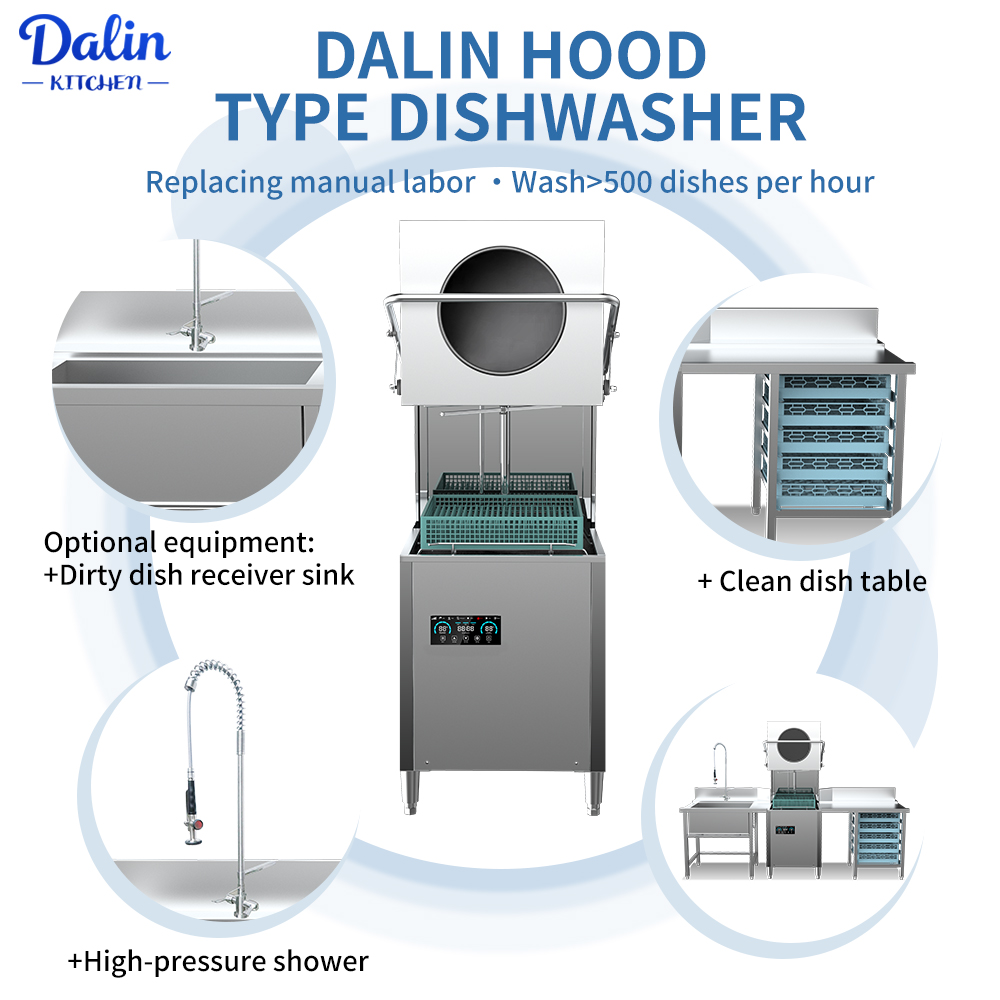 Digital Control Commercial Dishwasher Energy Efficient and Fully Automated Hood-Type Commercial Dishwasher for Restaurants