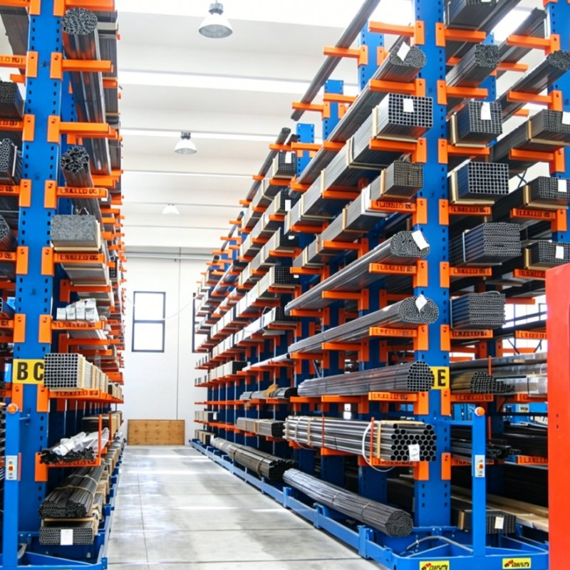 Long Pipe and Lumber Storage Solution Heavy Duty Rack Cantilever Type