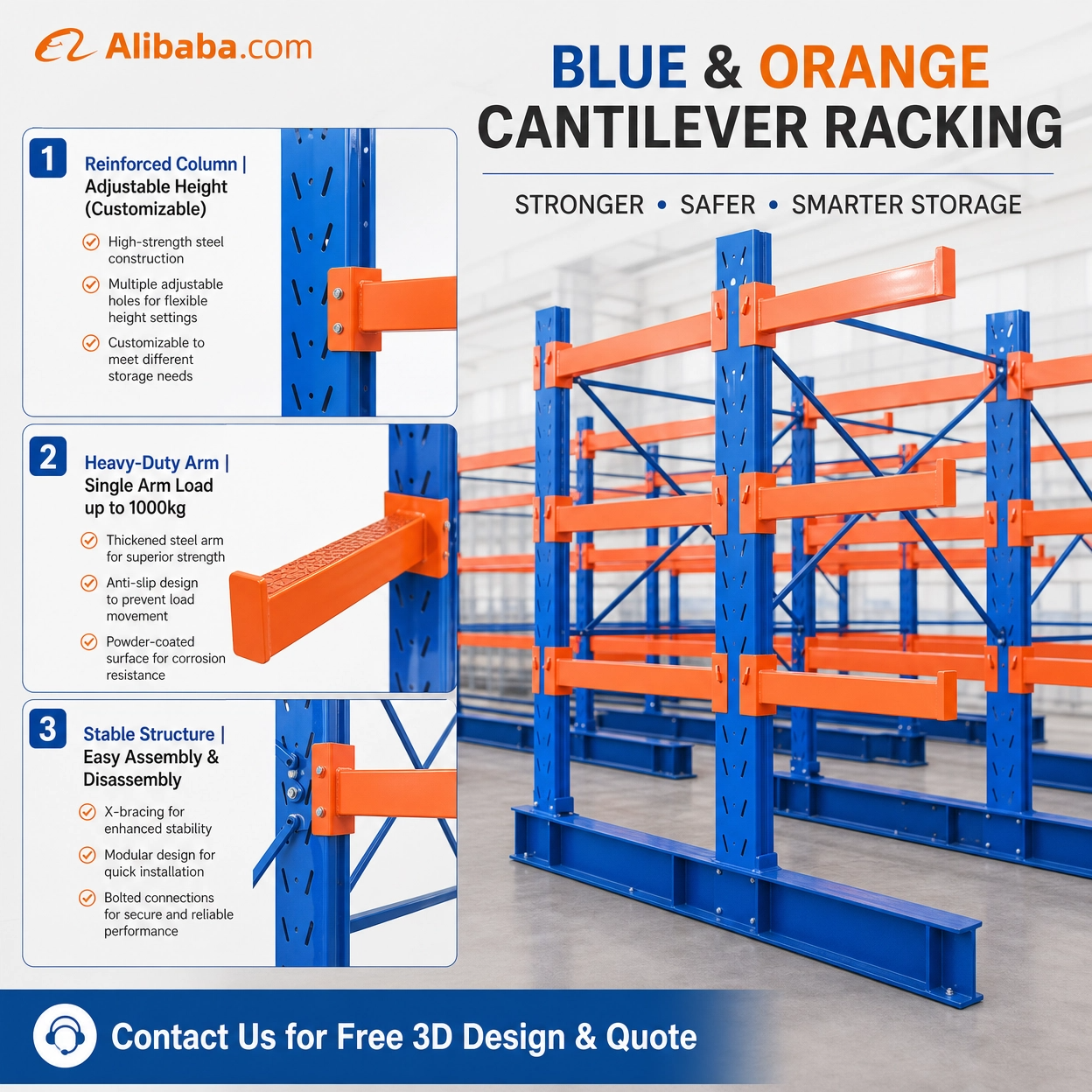 Smartlog Adjustable Single Sided Cantilever Rack Cantilever Racking Pallet Racking For Large Lumber Warehouse Storage