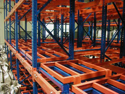 High Density Storage System Vertical Racking Heavy Duty Push Back Pallet Rack