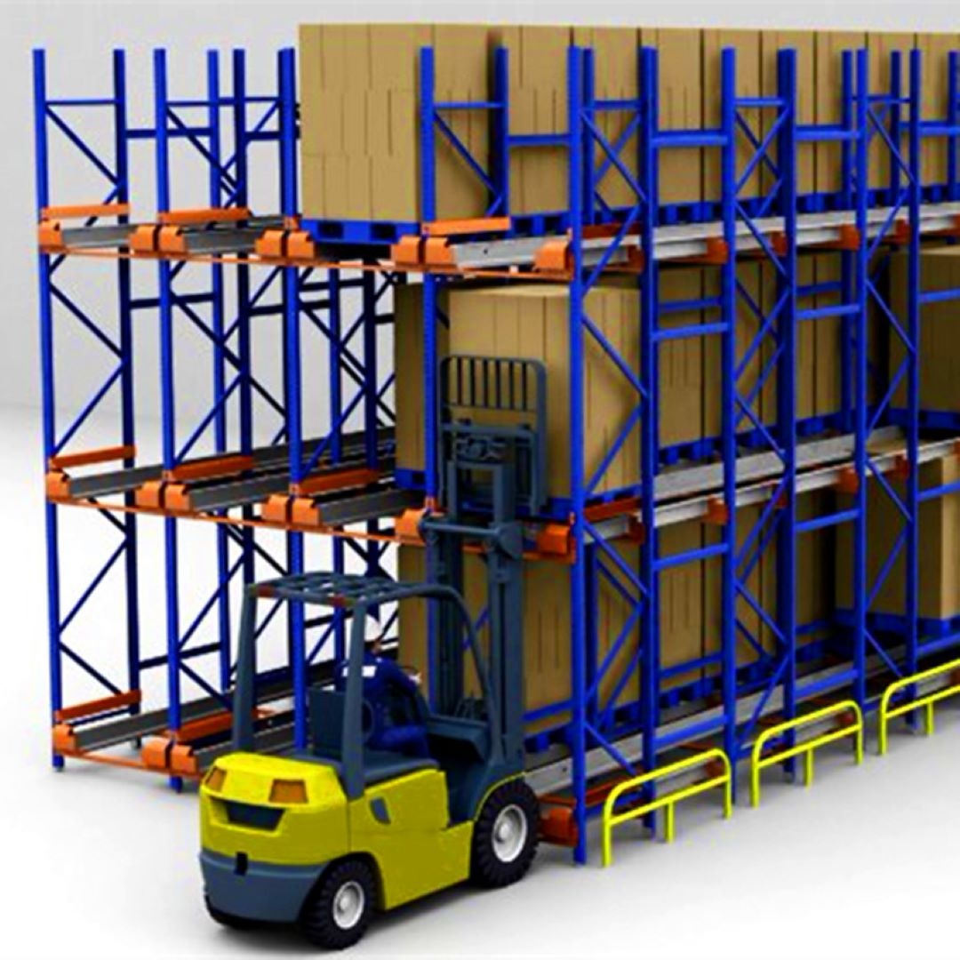 Industrial Warehouse Drive-In Shuttle Pallet Storage Rack System Efficient Stacking Racks &amp; Shelves