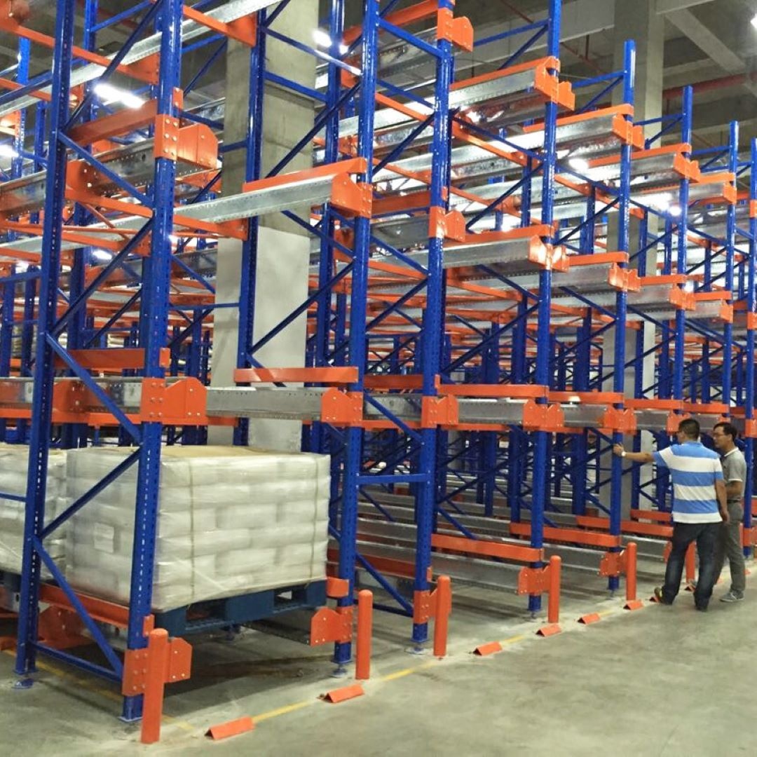 Industrial Warehouse Drive-In Shuttle Pallet Storage Rack System Efficient Stacking Racks &amp; Shelves