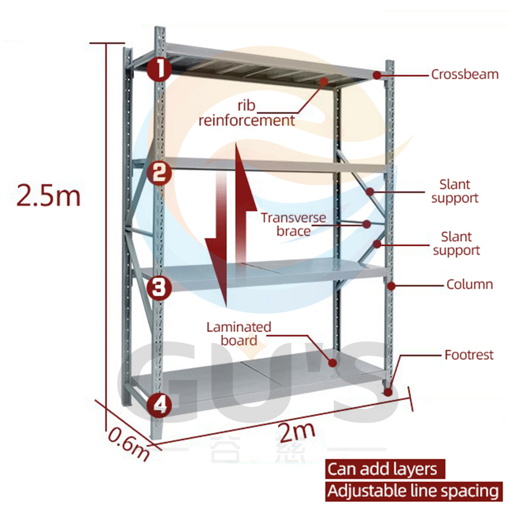 Stainless Steel Adjustable Multi-Layer Storage Shelf 5-Layer VNA Pallet Rack Anti-Rust Warehouse Rack