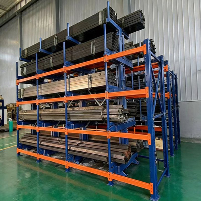 Heavy Duty Manual Crank Cantilever Rack Roll out Storage System for Steel Plate Mold and Long Material Storage