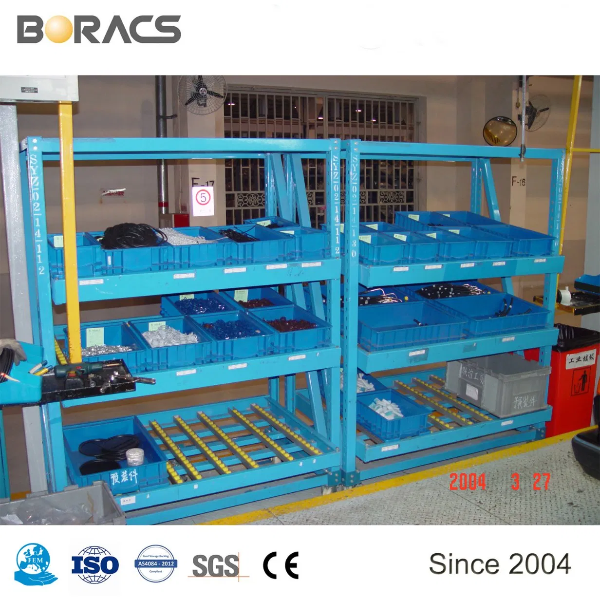 Metal Steel Gravity Carton Flow Racking with Wheels, Selective Warehouse Roller Racking System