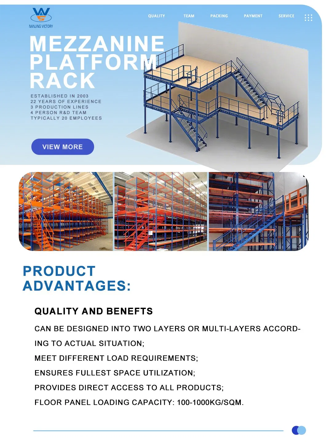 Durable Good Fuction Industrial Storage Rack Supported Q235 Steel Mezzanine Floor System for Warehouse Storage