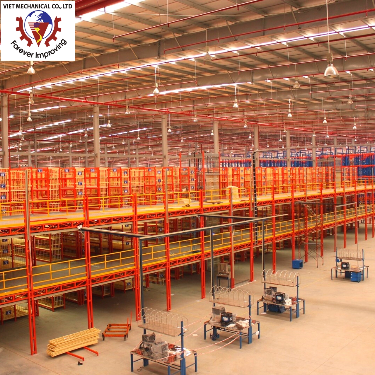 Mezzanine Floor Racking System Designed To Maximize Vertical Storage Space With Strong Structure And Flexible Warehouse Layout