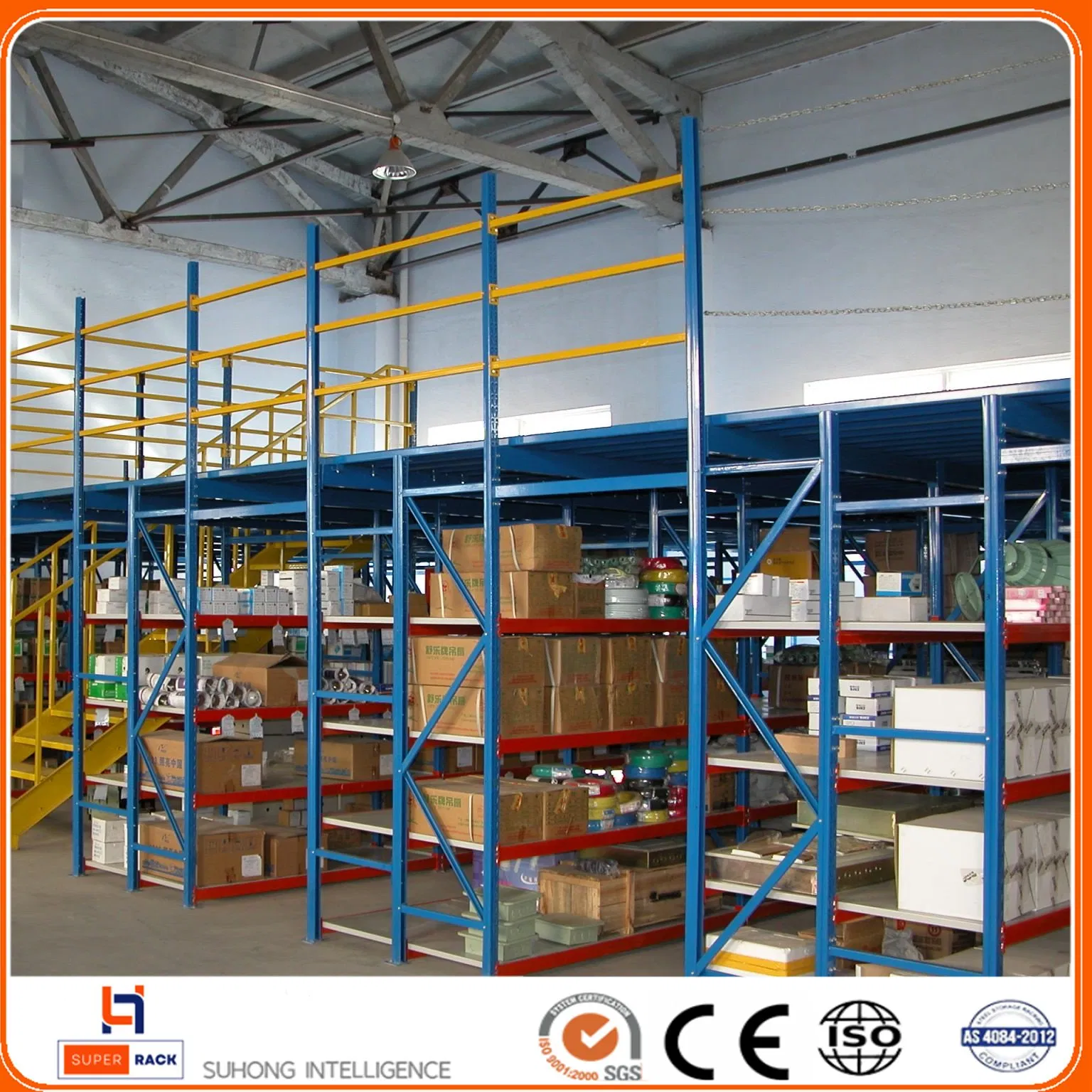 Warehouse Industrial Cargo Storage Supper Block Grid Metal Heavy Duty Steel Multi-Tier Platform Mezzanine Floor Rack for Cold Room to Save Space
