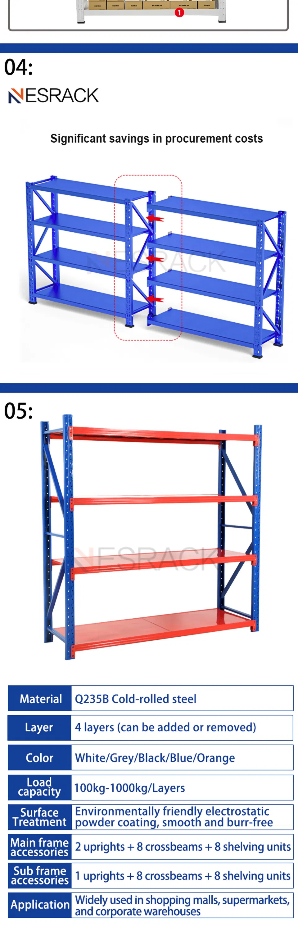 Industrial Warehouse Rack Storage Pallet Racking Light Metal Pallet Storage Shelving Warehouse Shelf Storage Racks for Garage Shop Storage