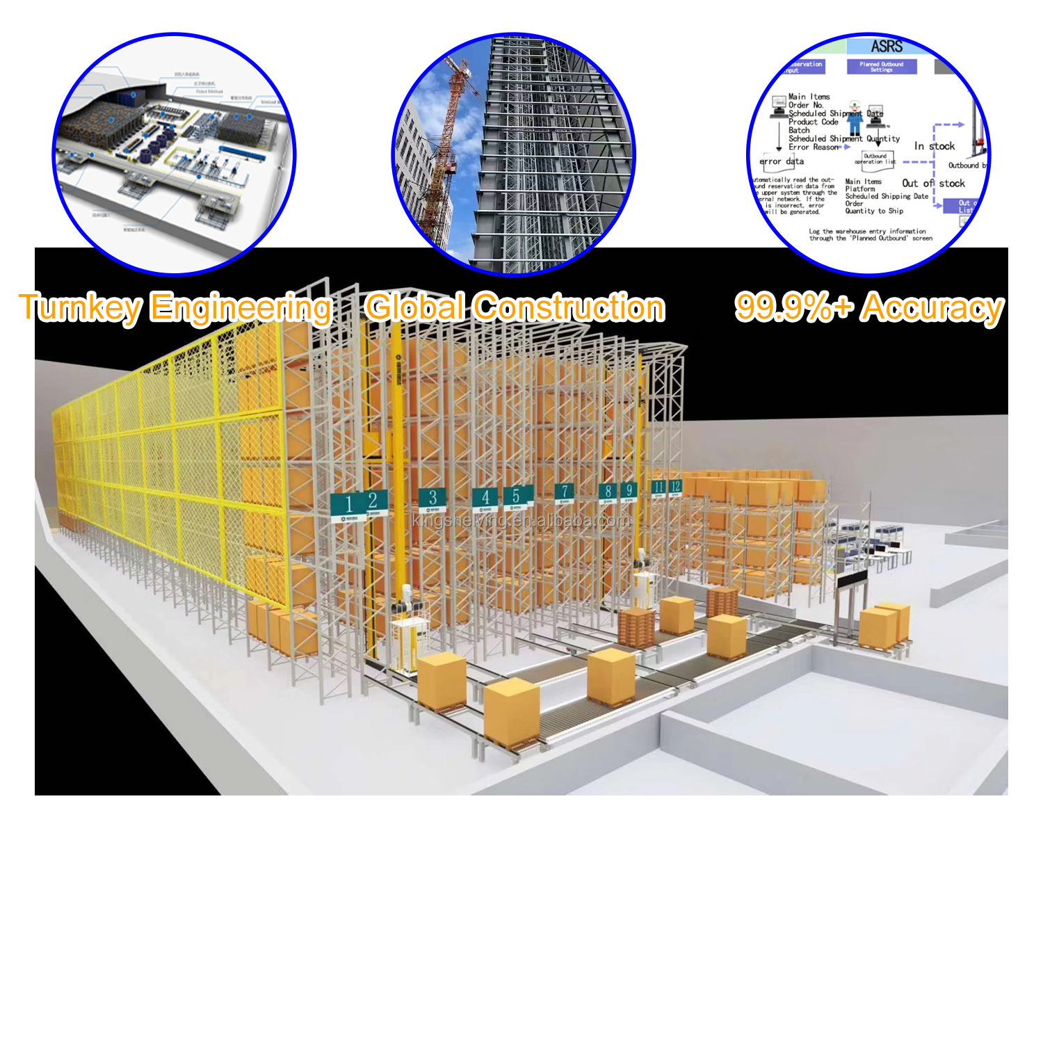 Industrial ASRS Automated Storage and Retrieval System 4-way Shuttle Radio Shuttle System for Heavy Duty Pallet Warehouse