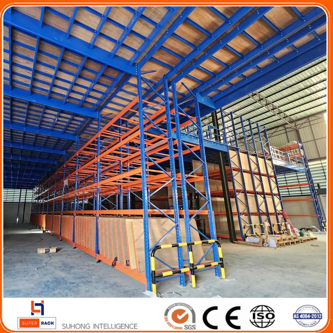 Warehouse Industrial Cargo Storage Supper Block Grid Metal Heavy Duty Steel Multi-Tier Platform Mezzanine Floor Rack for Cold Room to Save Space