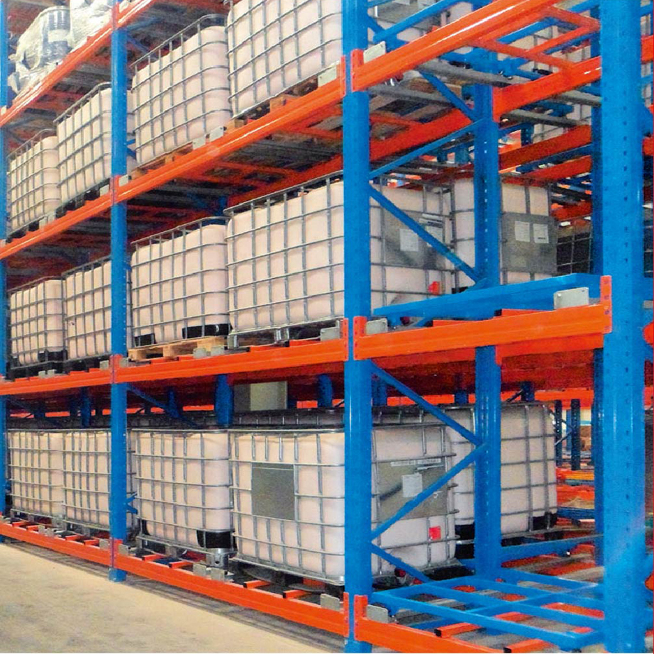 Reinforced Steel 5 Layer Push Back Pallet Racking Heavy Duty Efficient Goods Picking Warehouse Storage Shelving