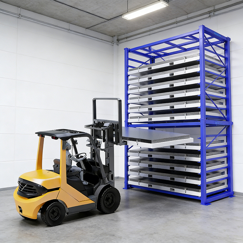 Industrial Drawer-Type Sheet Metal Rack | Multi-Layer Storage System For Steel Sheets