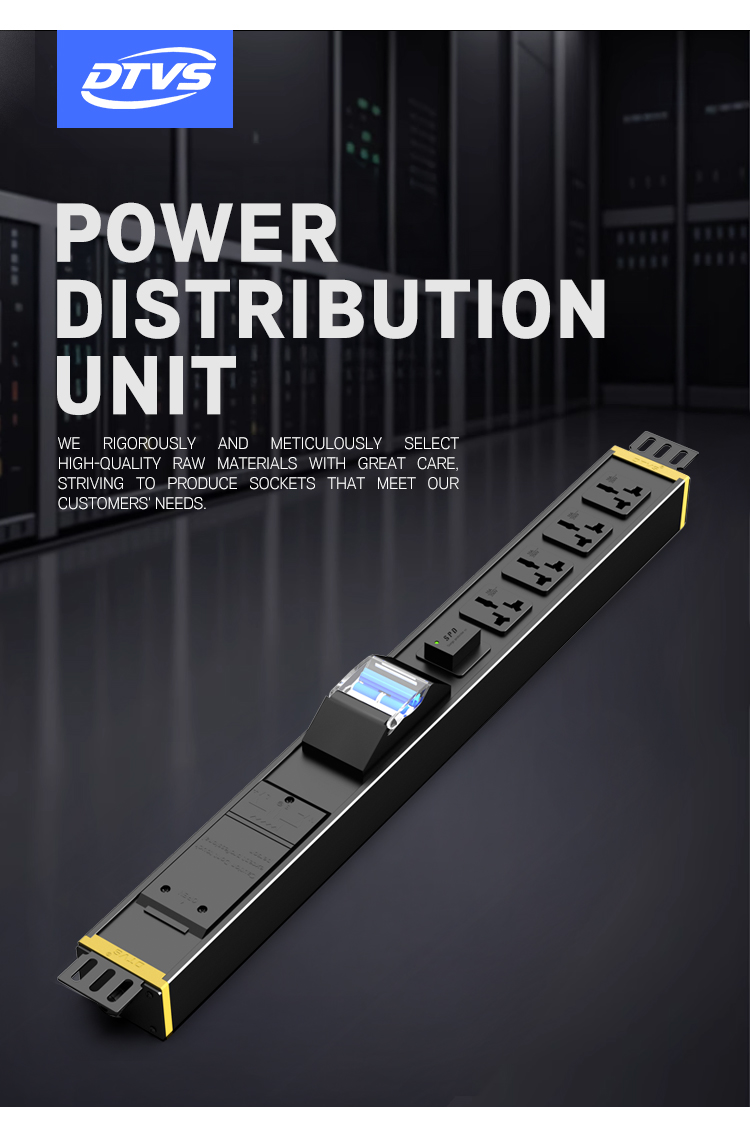 USA Standard Industrial PDU 16A 250V - 4-Way Rack Mount Power Distribution Unit with ON/OFF Indicator