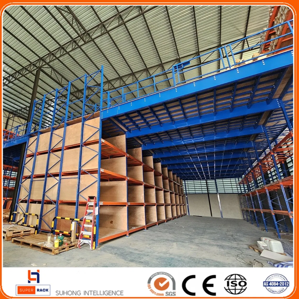 Warehouse Industrial Cargo Storage Supper Block Grid Metal Heavy Duty Steel Multi-Tier Platform Mezzanine Floor Rack for Cold Room to Save Space
