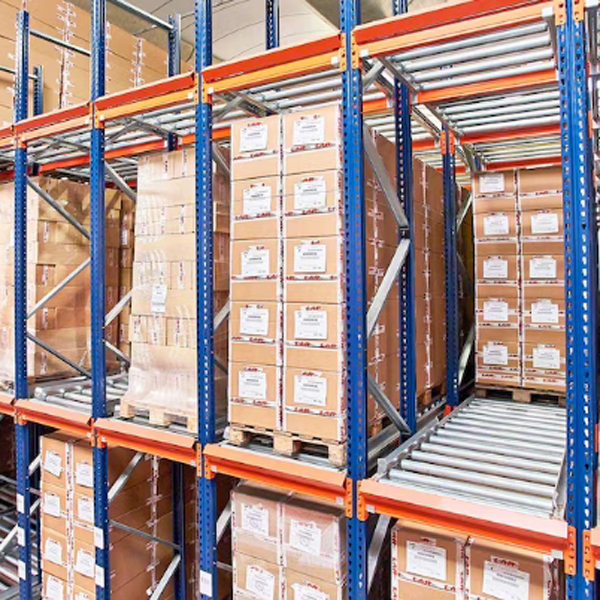 Industrial Heavy-Duty Metal Racking System Flow Gravity Roller Conveyor Push Back Pallet Rubber Belt Food Storage Warehouses