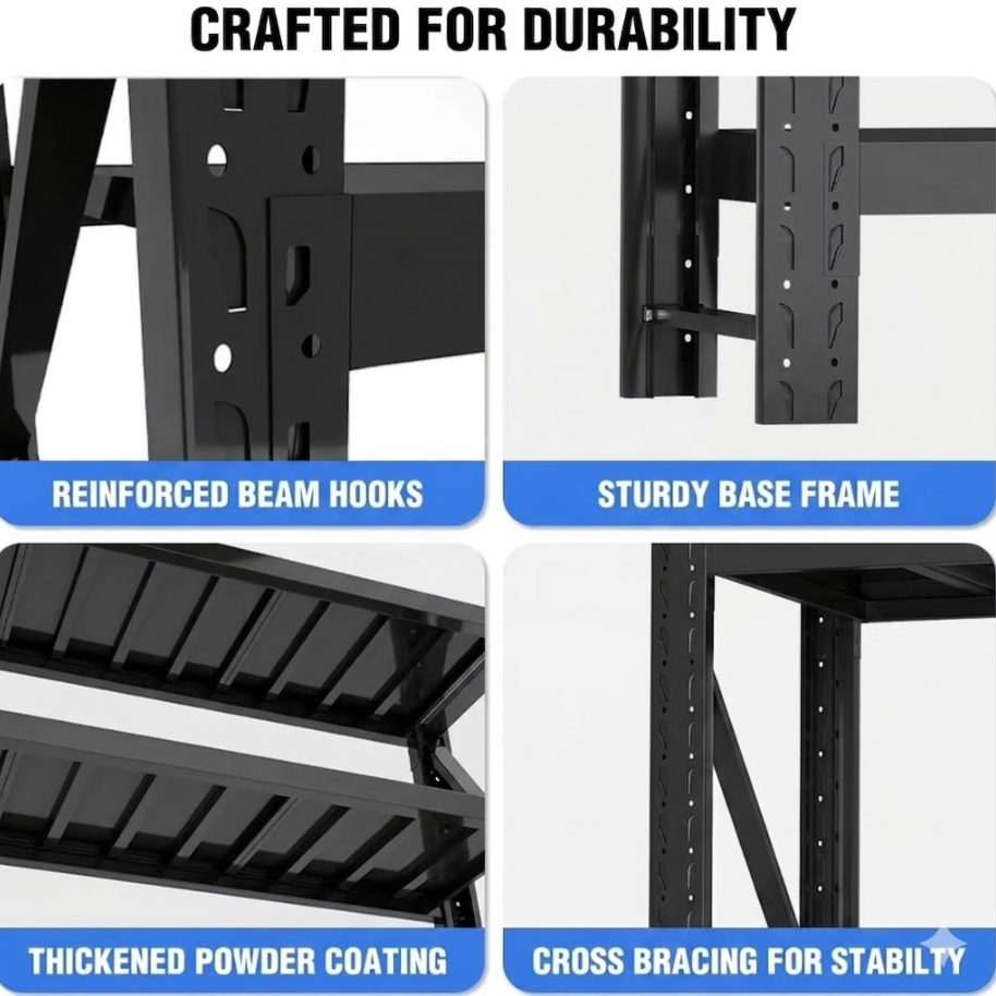 Heavy Duty Garage Storage Racks Industrial Steel Shelving Units Warehouse Storage System High Load Metal Shelves for Tools