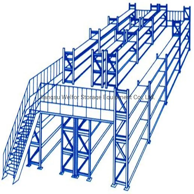 Industrial Warehouse Mezzanine Racks with Heavy Duty Steel Multi-Level Storage Systems
