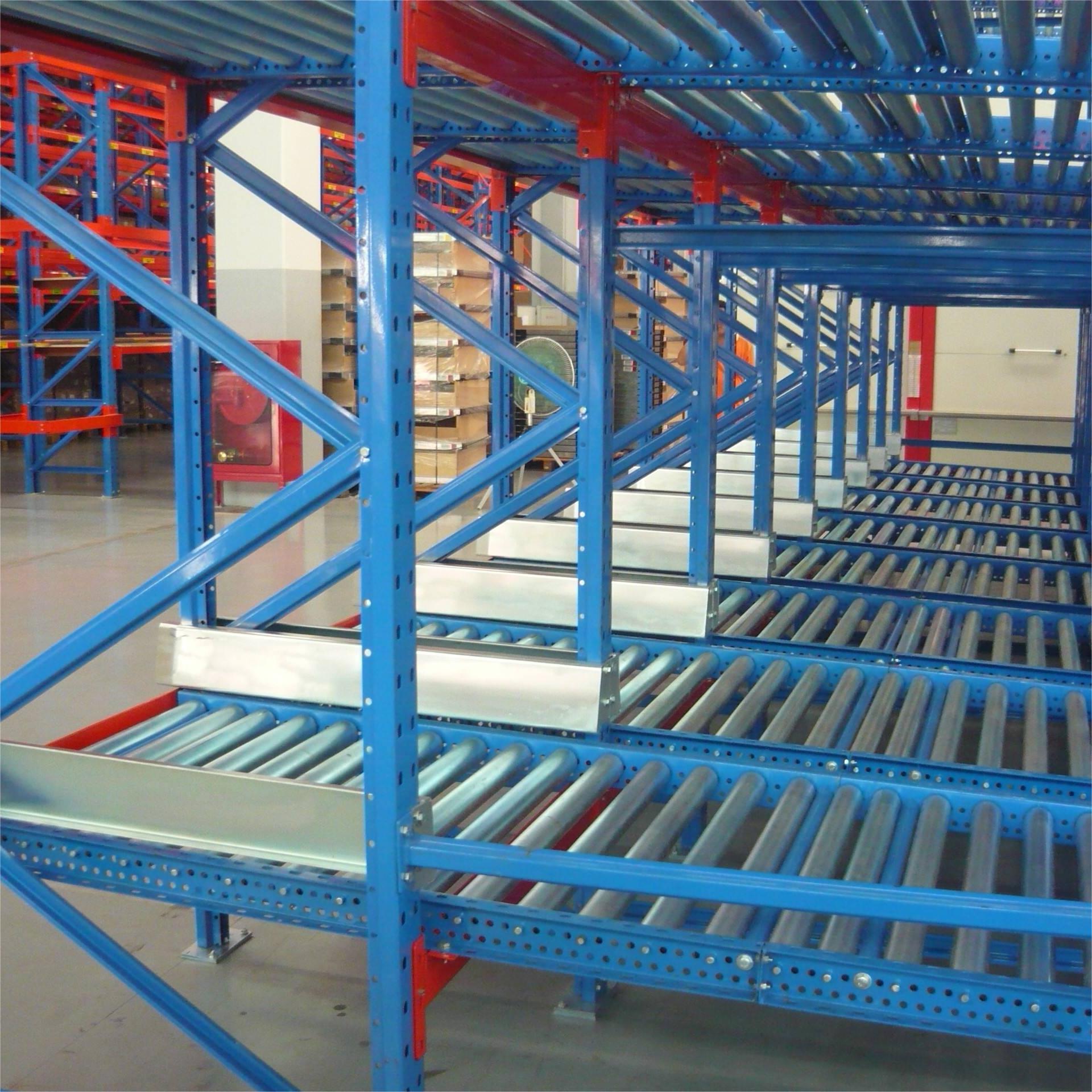 Heavy-Duty Dynamic FIFO Pallet Flow Racking 5 Steel Roller Corrosion Protected Powder Coated Warehouse Storage Stacking Racks