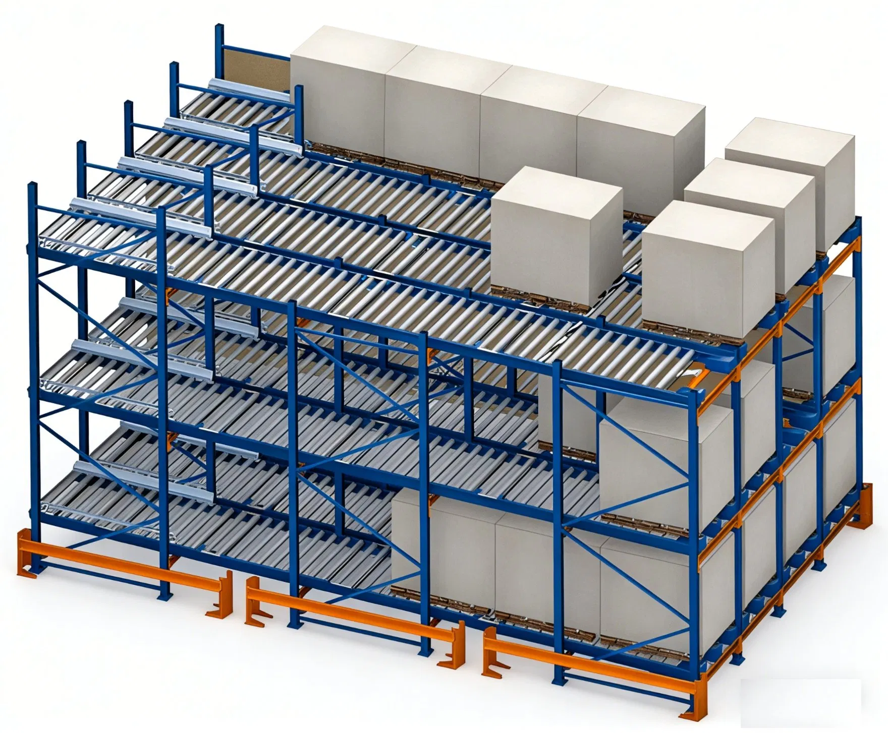 Heavy Duty Gravity Flow Racking, Gravity Flow Pallet Rack System, Gravity Pallet Flow Racking