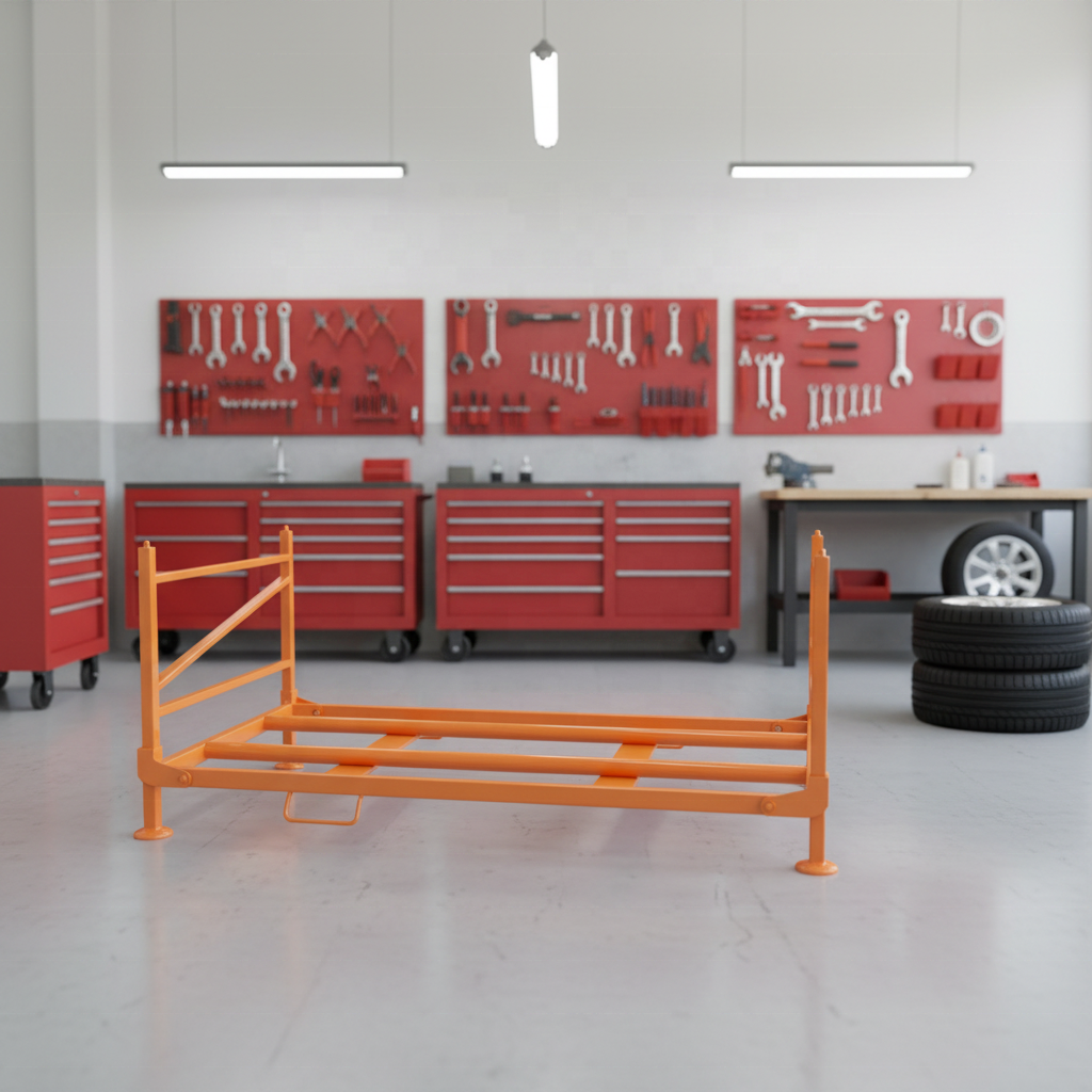 Steel Foldable Adjustable &amp; Detachable Blue Countertop Stacking Rack Custom Tire Storage Rack