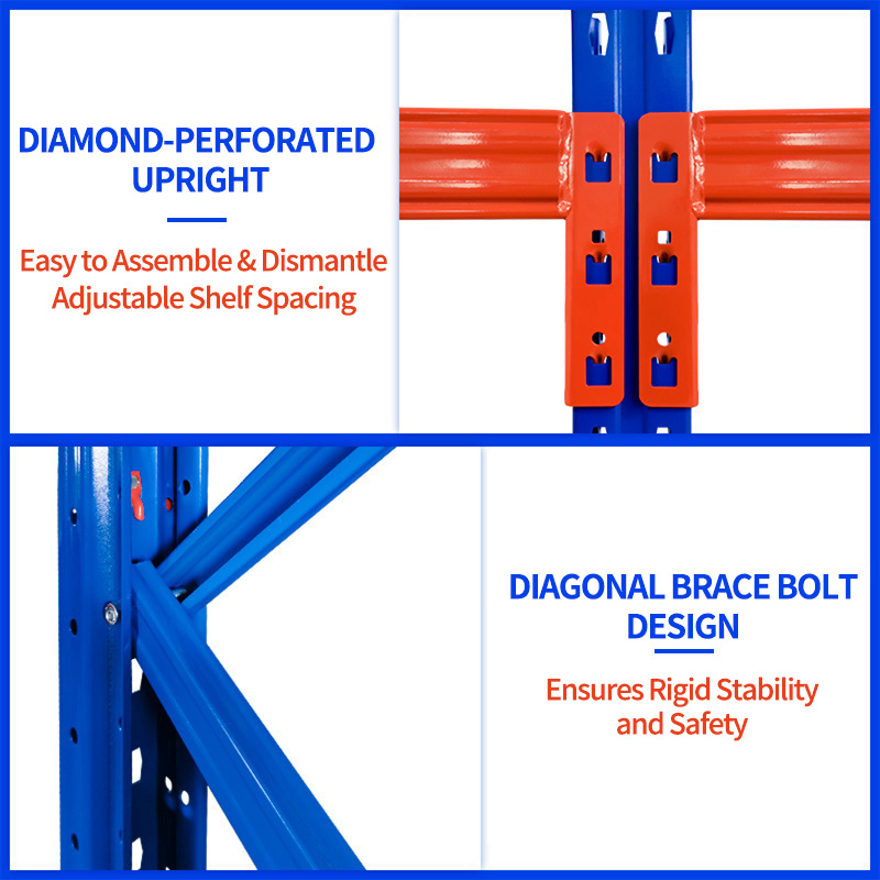 Multilayer Load-bearing 300kg/500kg Per Layer Heavy Duty Industrial Warehouse Storage Rack Steel Pallet Racking