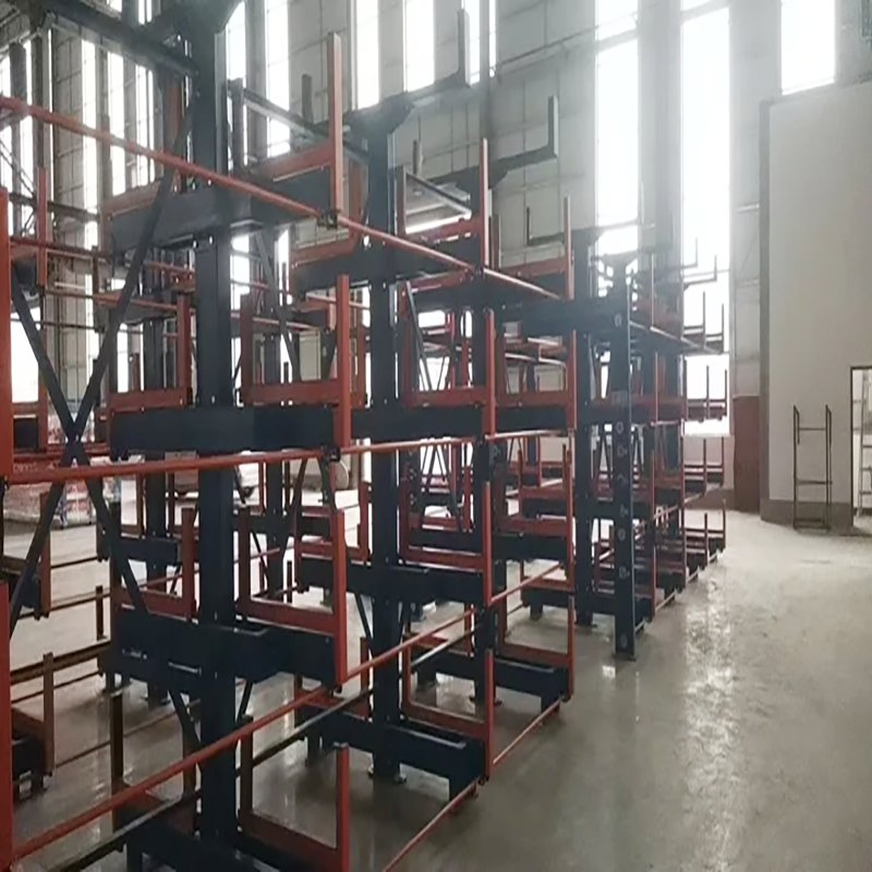 Heavy Duty Manual Crank Cantilever Rack Roll out Storage System for Steel Plate Mold and Long Material Storage
