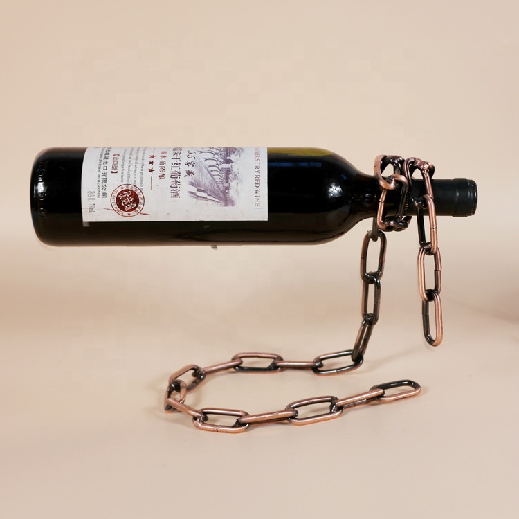 Lakuna Creative Decorations Magical Suspension Iron Chain Wine Rack Wine Bottle Metal Racks Stand Holder