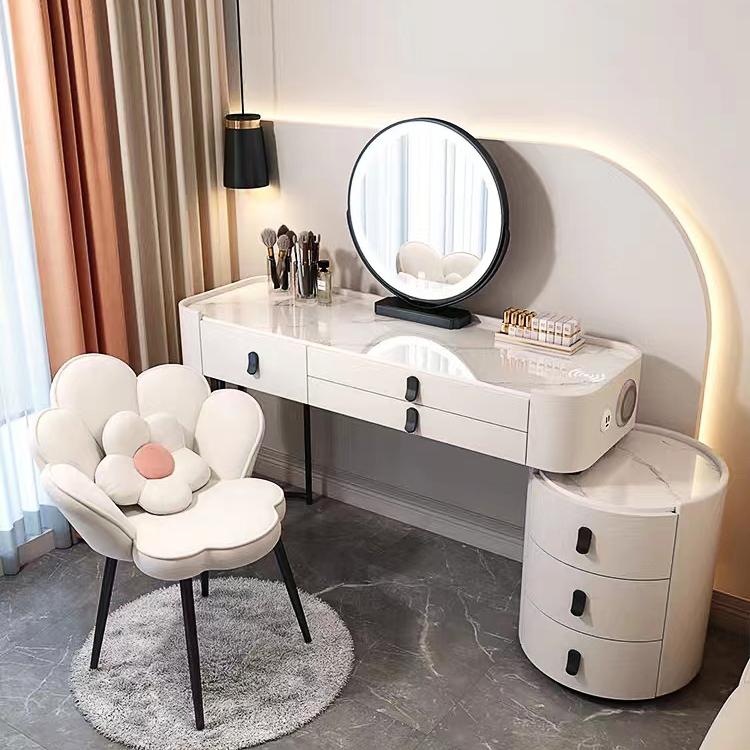 Home Furniture Bedroom Vanity Desk Grey Dressing Table MDF White Wood Makeup Cosmetics Dressing Table With Stool