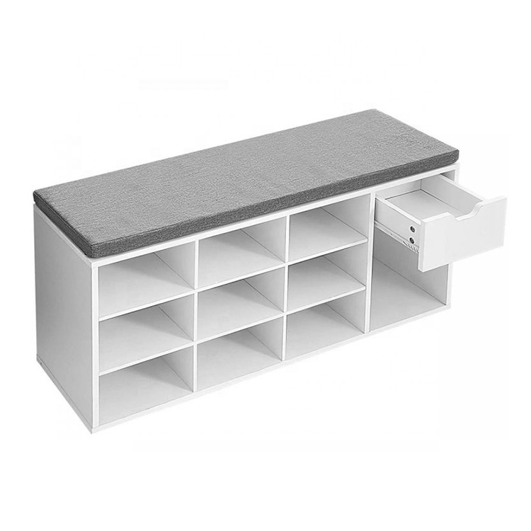 Ebay Popular Design Cheaper Price Shoe Storage Bench Storage with Seat Cushion
