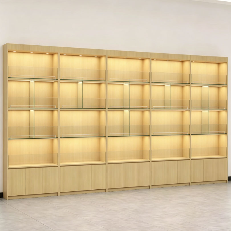Customized Wine Tea Spirit Collection Wooden Wall-Mounted Wine Rack LED Lighting Sturdy Construction Eco-Friendly Waterproof